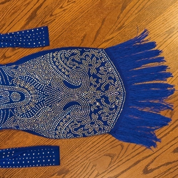 Fashion Nova over My Head sapphire  rhinestone fringe Hem sexy dress NWT. Sz XS - Picture 5 of 10